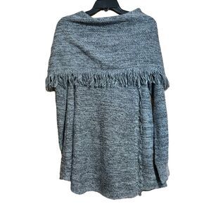 Knox Rose Sweater Womens Large Gray Chunky Off The Shoulder Pullover Fringe
